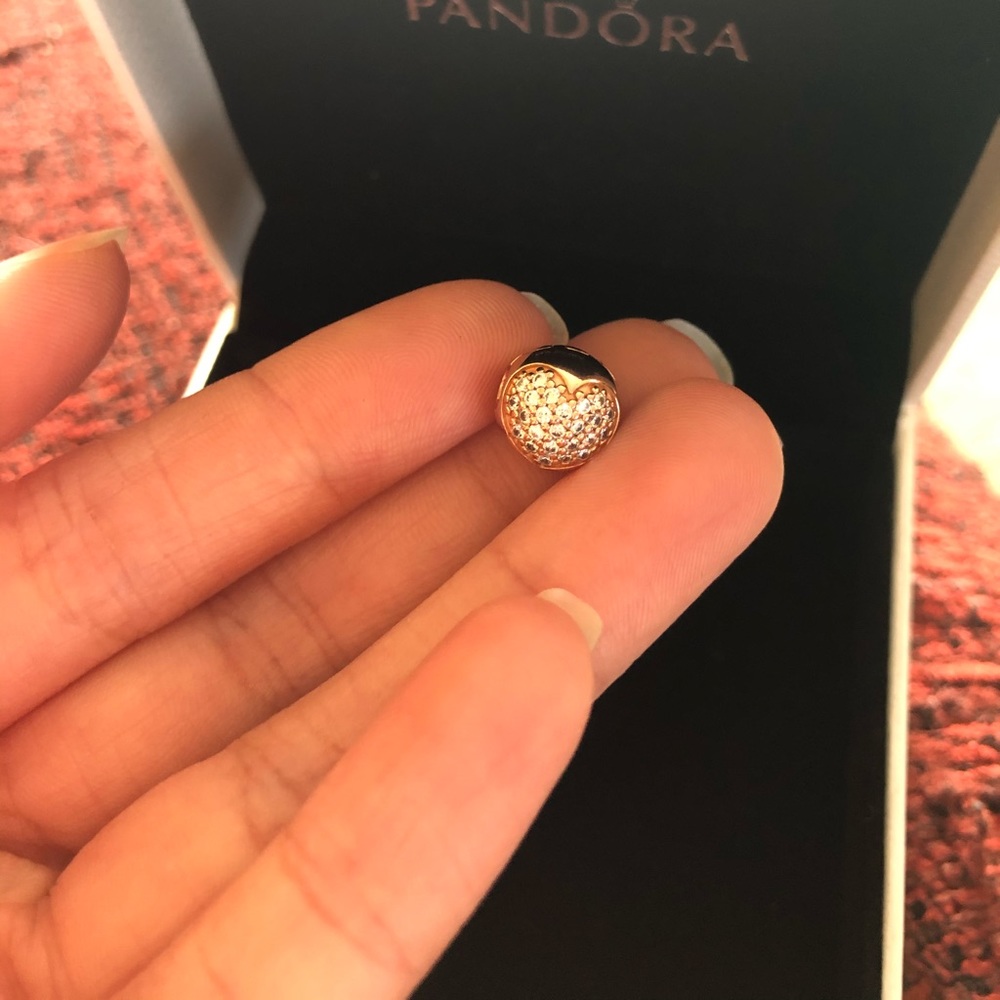 Pandora Rose Gold Clasp Charm with Gem Heart